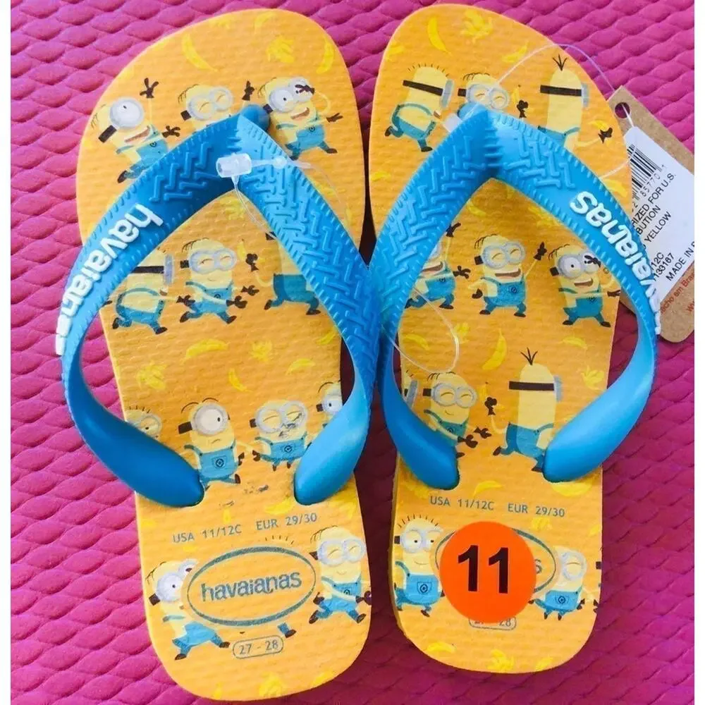 NWT❤️Havaianas Boys/Girls kids Minions Sliper sz11